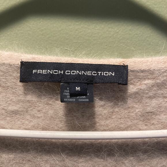 French Connection Women's Angora Vneck Zip Cardigan Sweater Sz M Cream - Picture 6 of 8